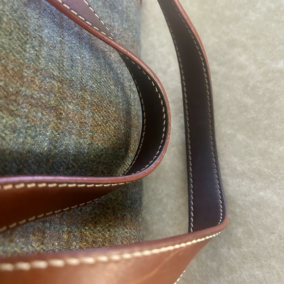 Rare Loro Piana Brown & Plaid Blue Leather Handbag - Picture 6 of 15